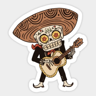 Day of the Dead Mariachi with Guitar & Sombrero Sticker